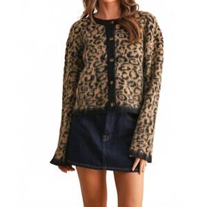NEW MIOU MUSE leopard print cardigan in brown